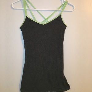 Grey & Green Crossed Tank Top